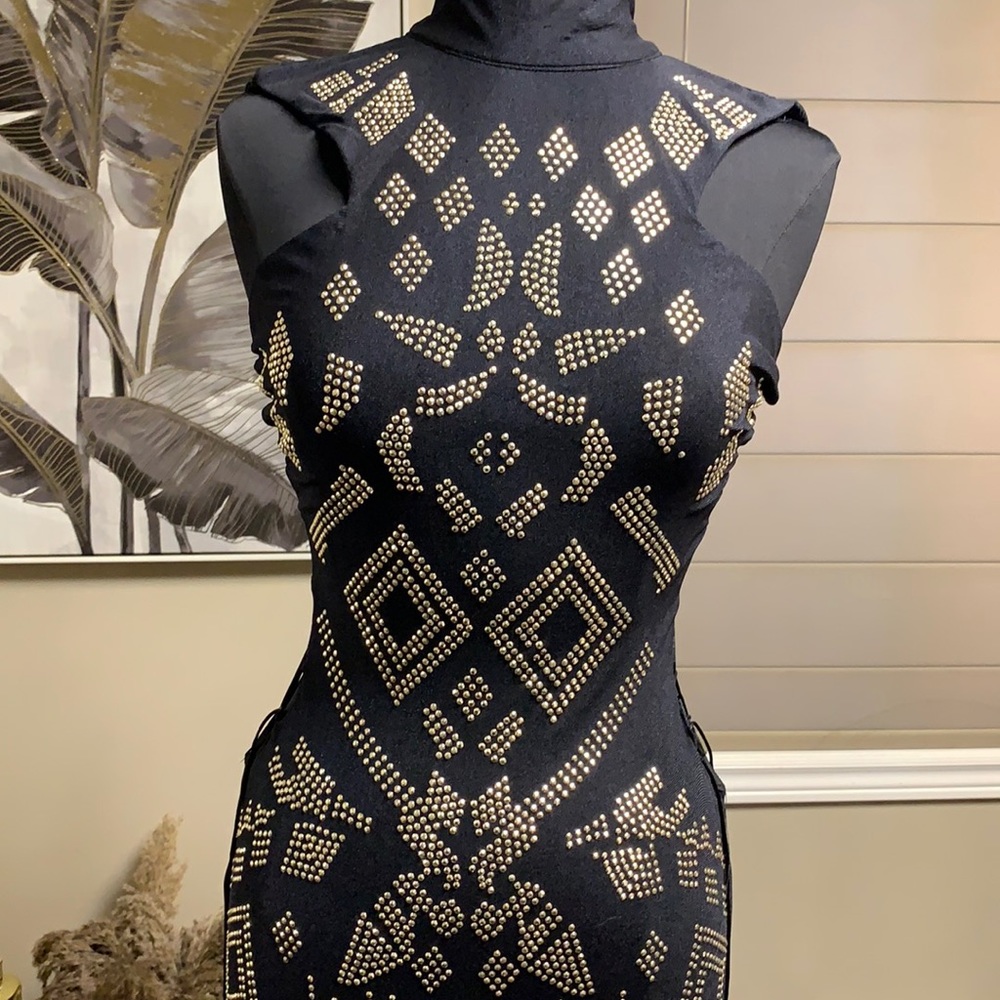 Banjul gold rhinestones long dress